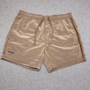 BYLT Premium Basics Mens Swim Shorts Tan‎ Brown Elastic Waist Athletic Large